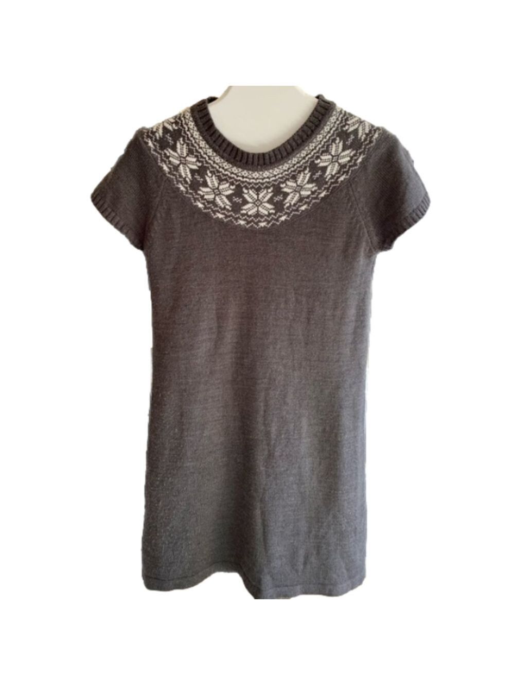 Gray Short Sleeve Sweater Dress